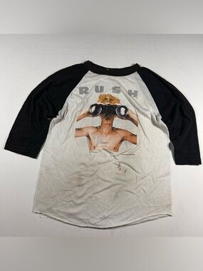 Vintage RUSH Power Windows Tour Shirt Fits: Medium Raglan Band Rock 1980s